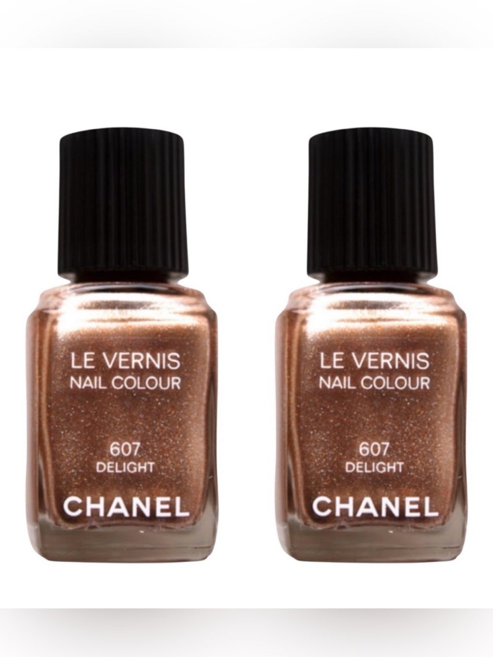 CHANEL LE VERNIS NAIL COLOUR IN DELIGHT X2 - NEW, NO OUTER LIDS, “607 Delight”